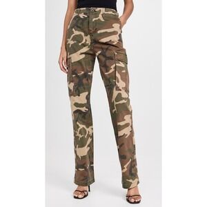 Good American Fatigue Cargo Pants Camo Print Straight Leg Women Size 14